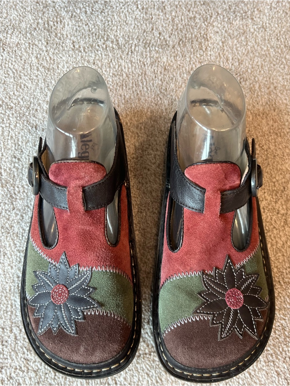 Alegria Multi-Color Floral Suede Clogs - Women's Size 39 - Picture 6 of 8